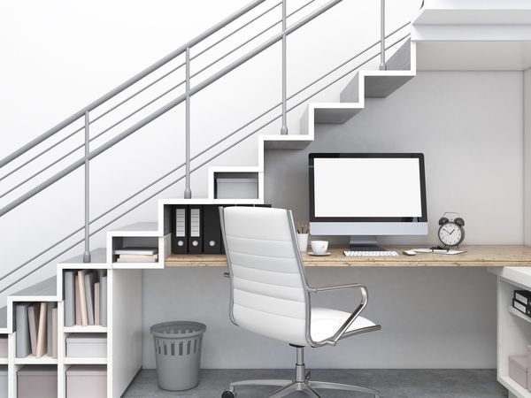 Desk under stairs