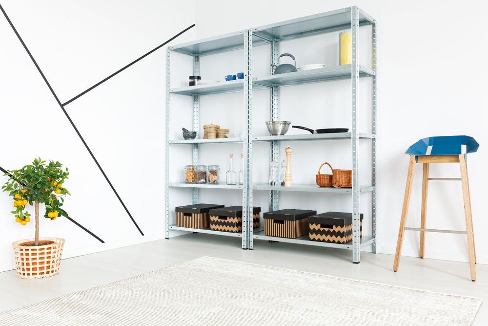 Large metal shelving