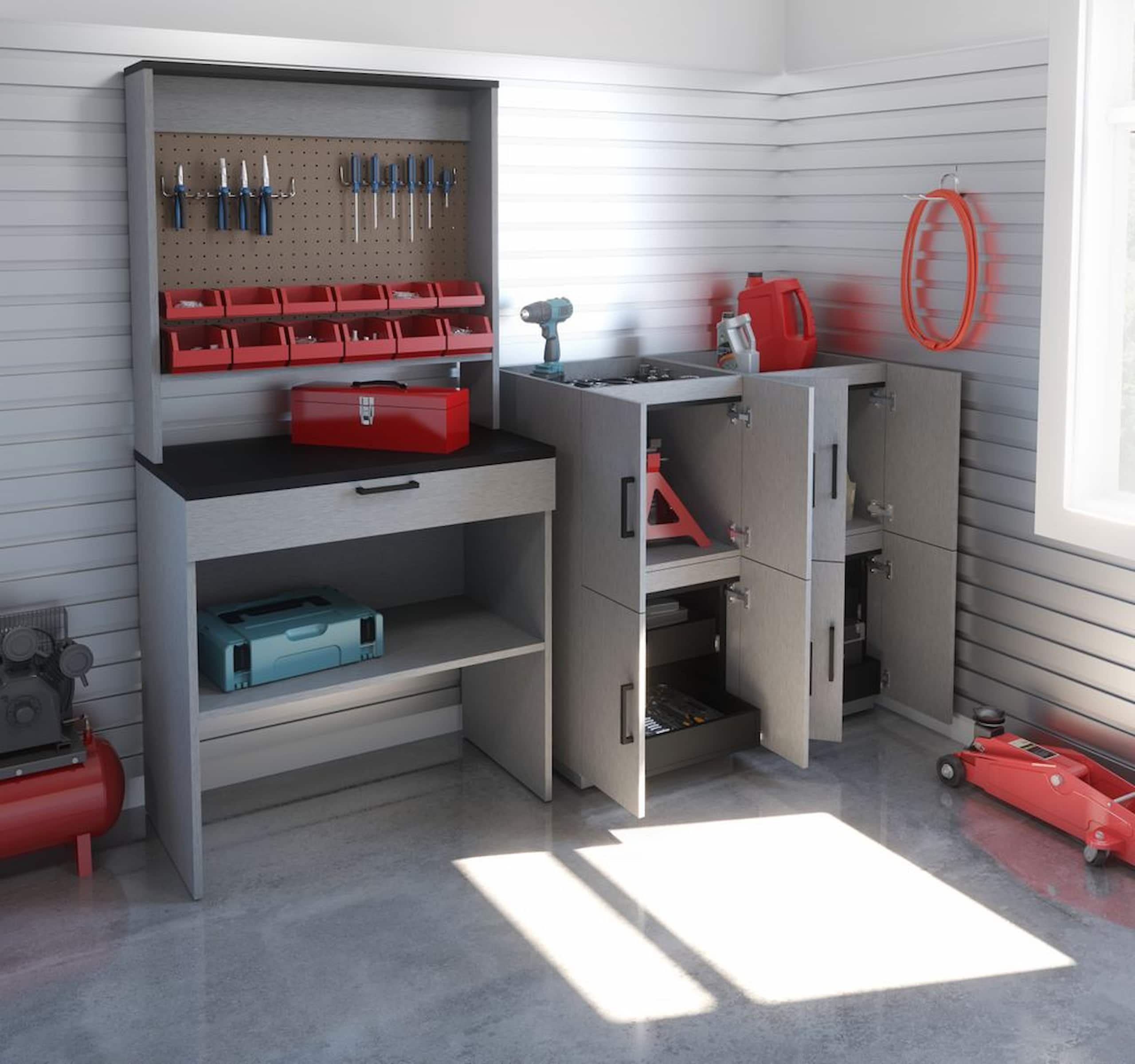 Workbench with pegboard