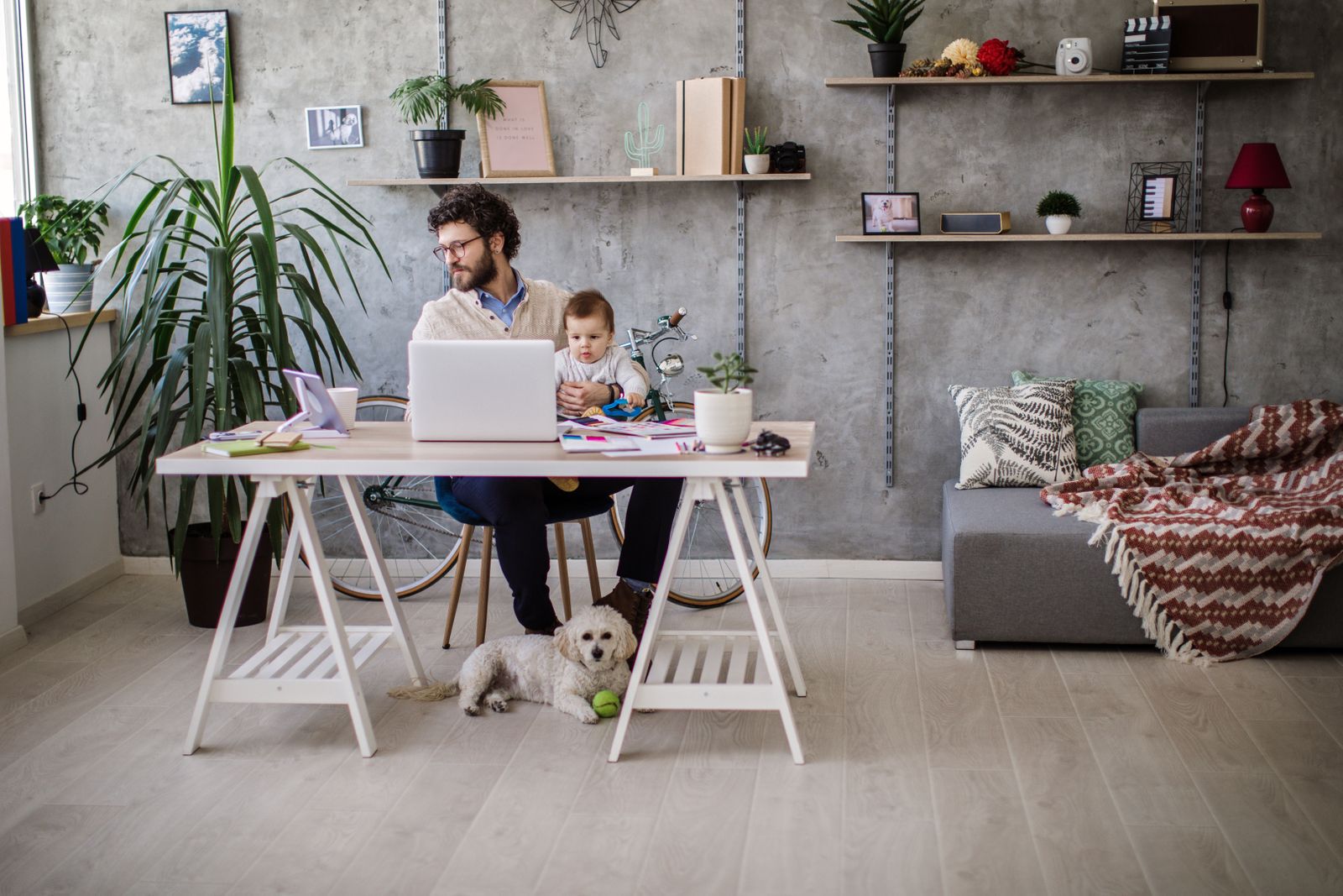 Papa qui télétravail