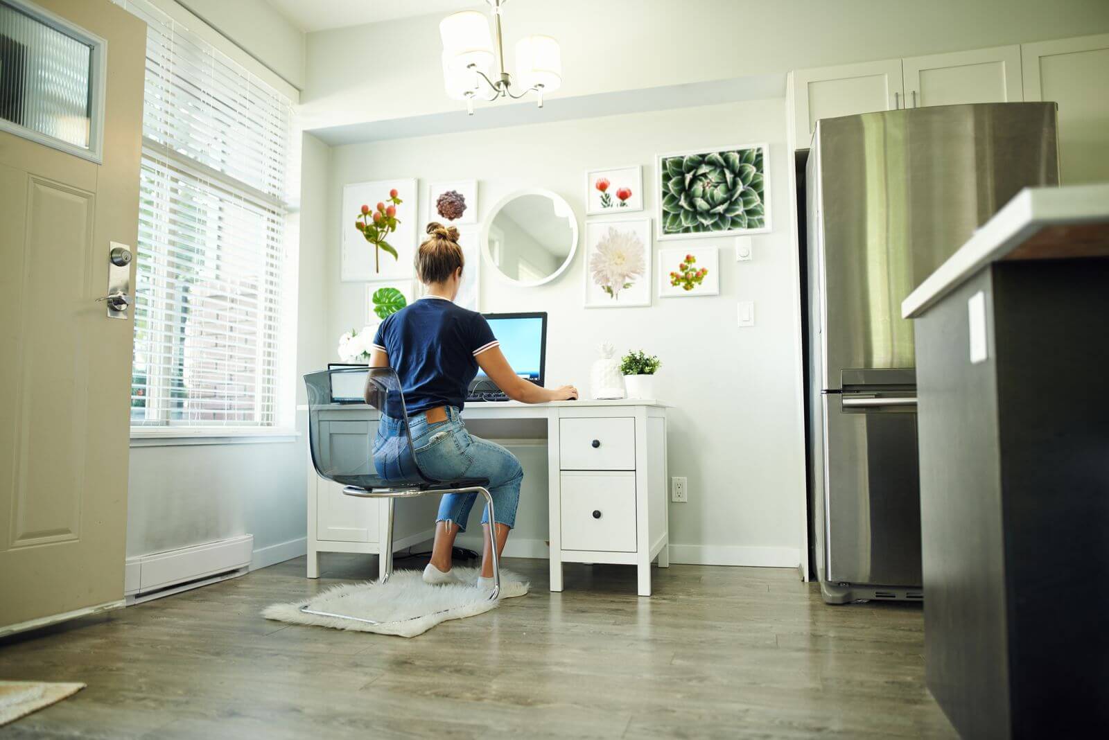 Young woman working from home