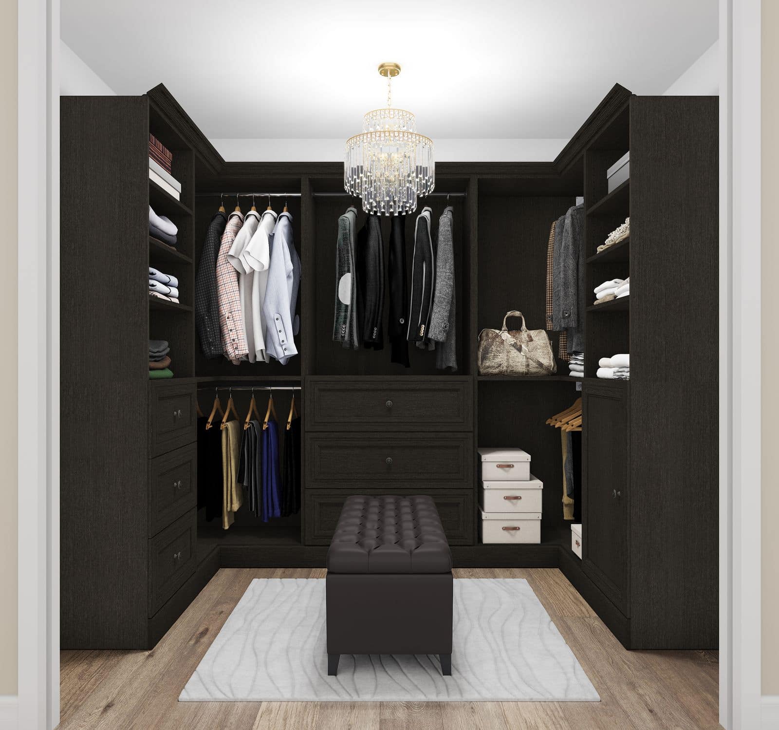 Walk-in closet with Bestar furniture