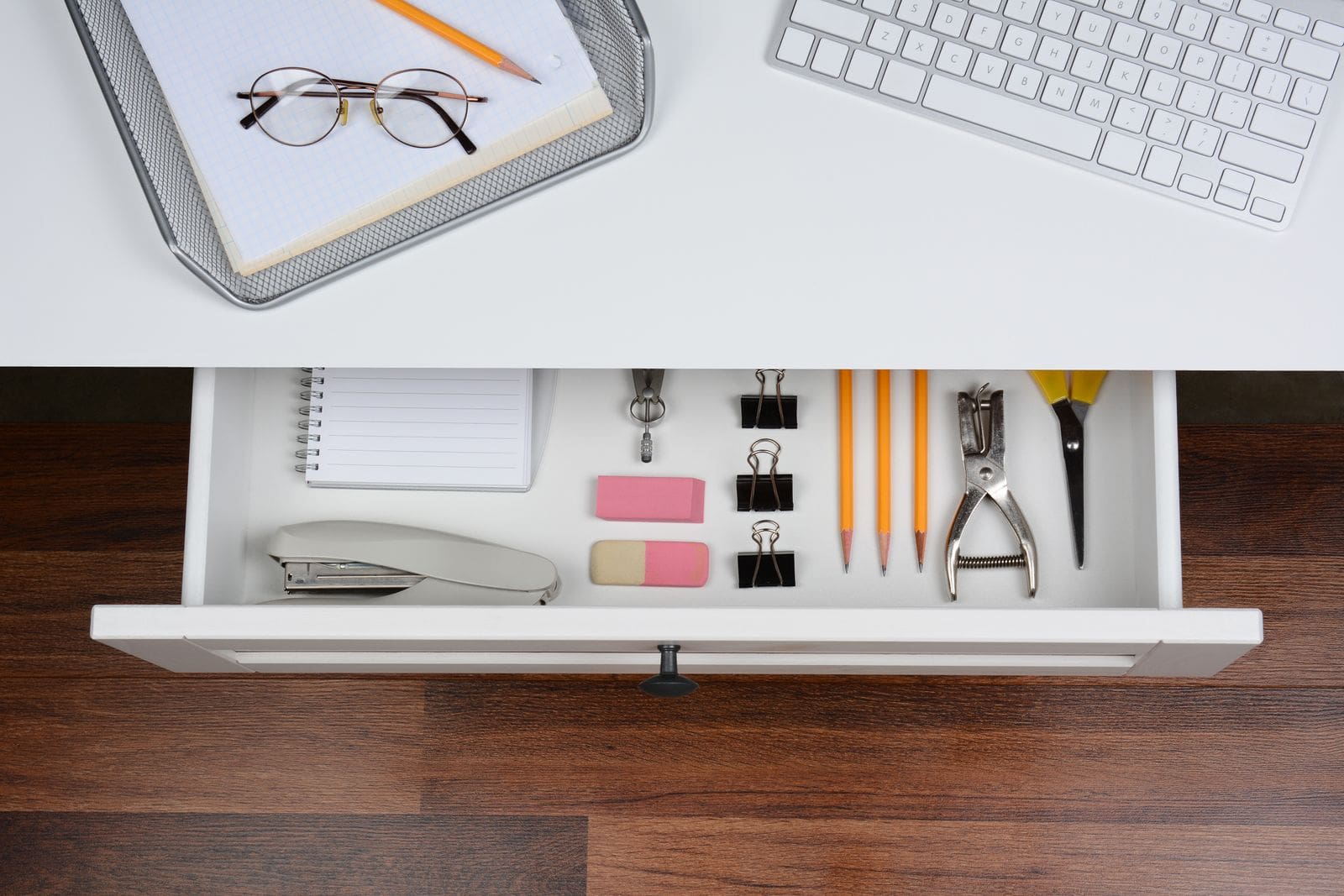 Organized desk drawer