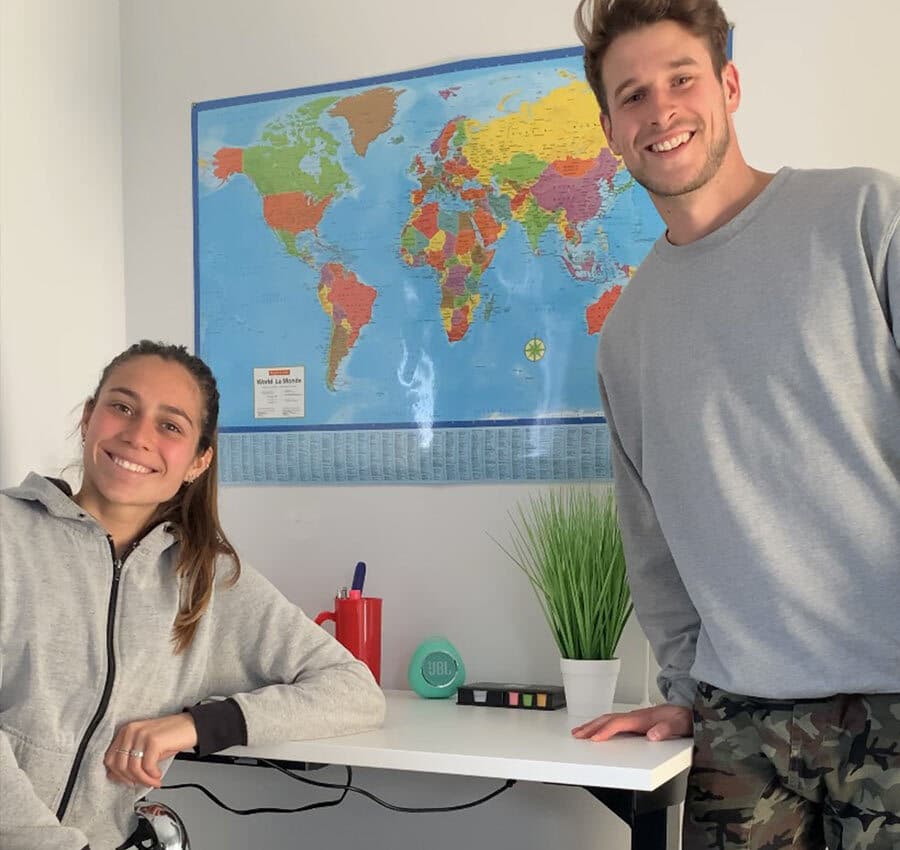 Man and Women with Standing Desk