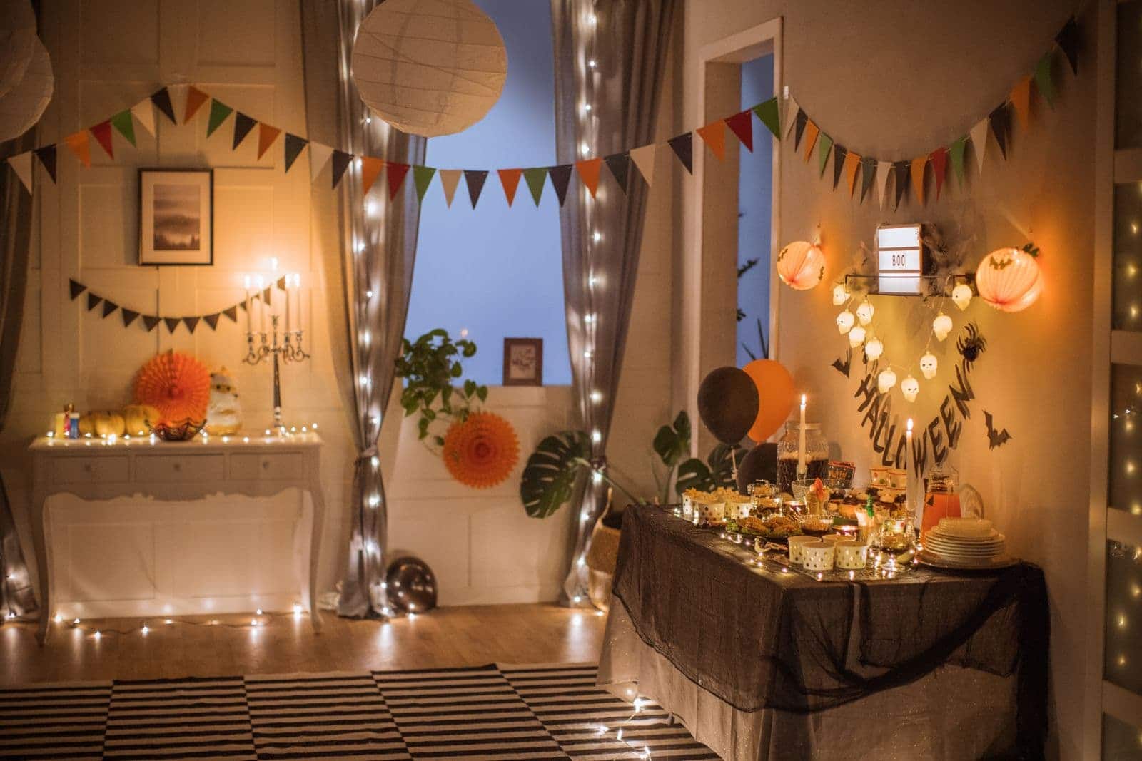 Hallway with Halloween decorations