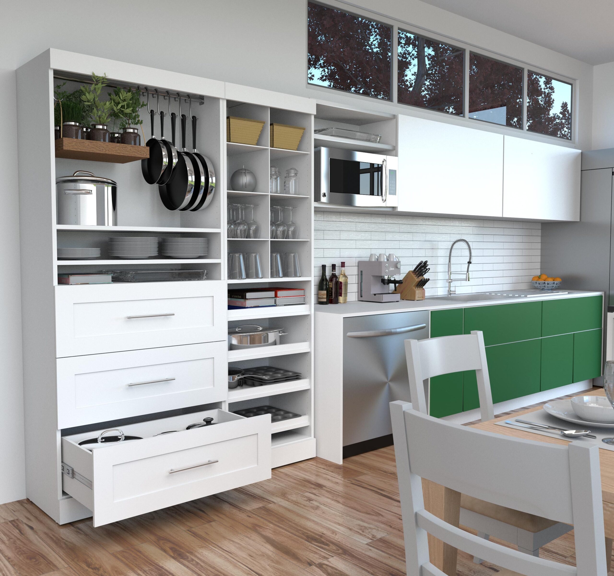 Kitchen with Bestar Shelving