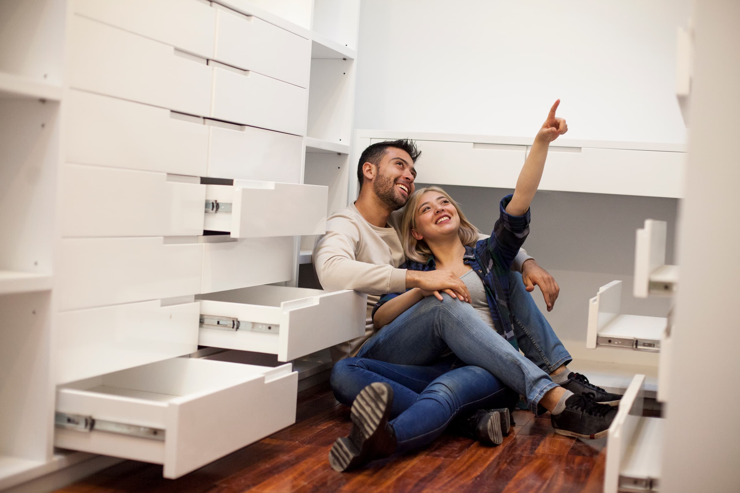 couple closet cabinets organizing