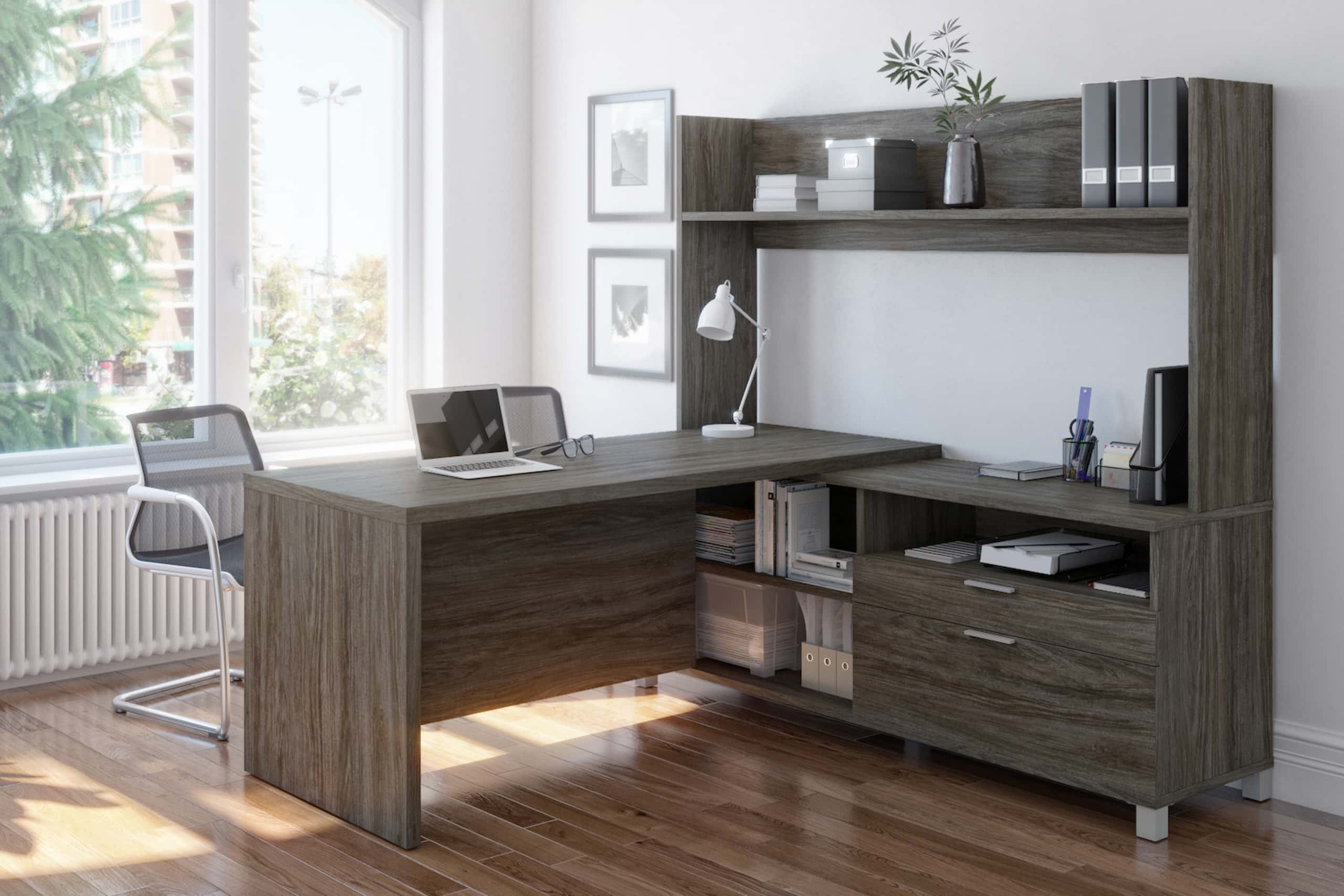 l shaped desk with credenza