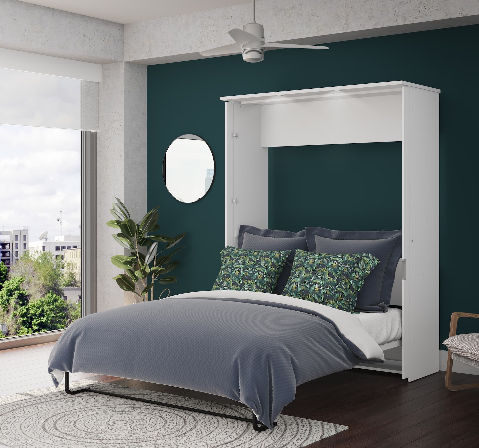 Magnifique chambre avec mur d'accent turquoise