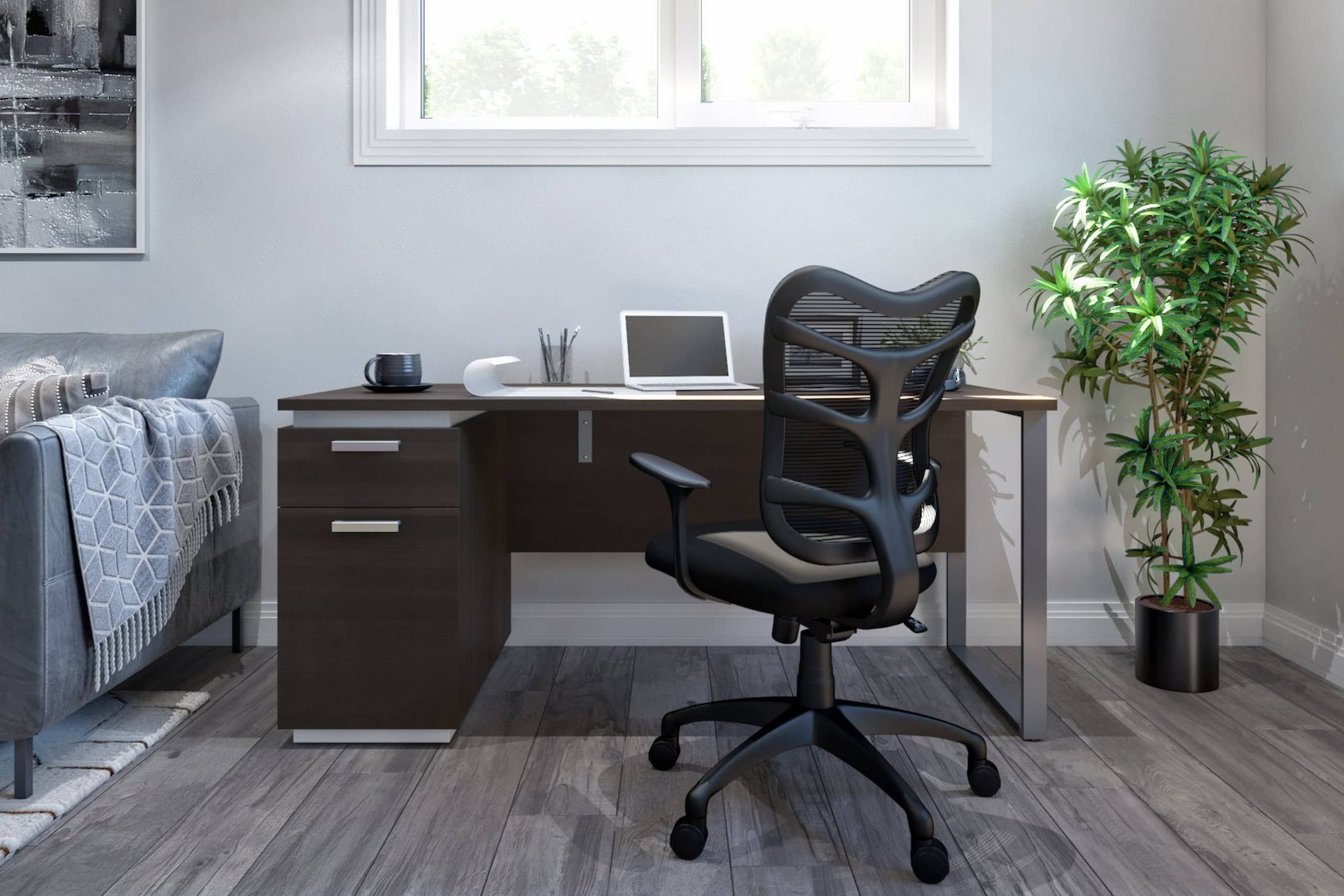 Industrial desk in a living room