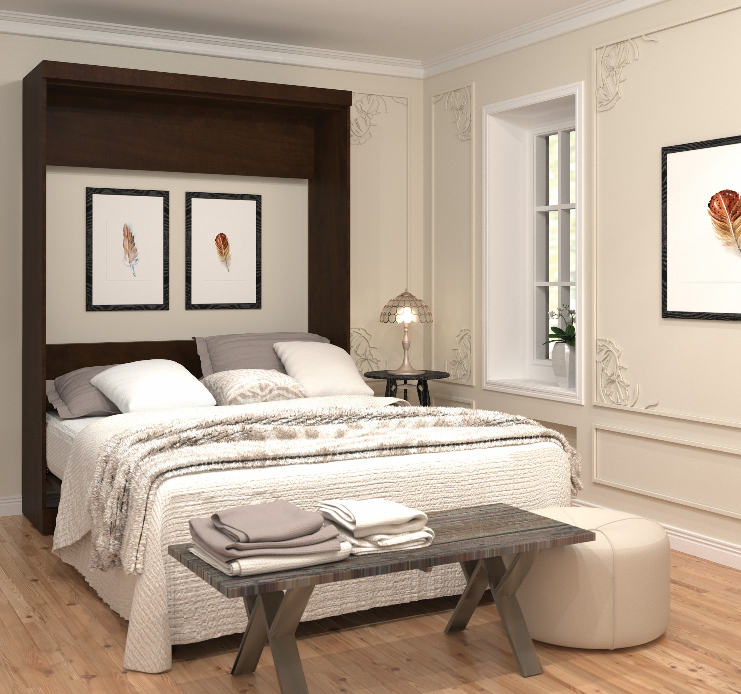 Elegant Murphy bed in a guest bedroom
