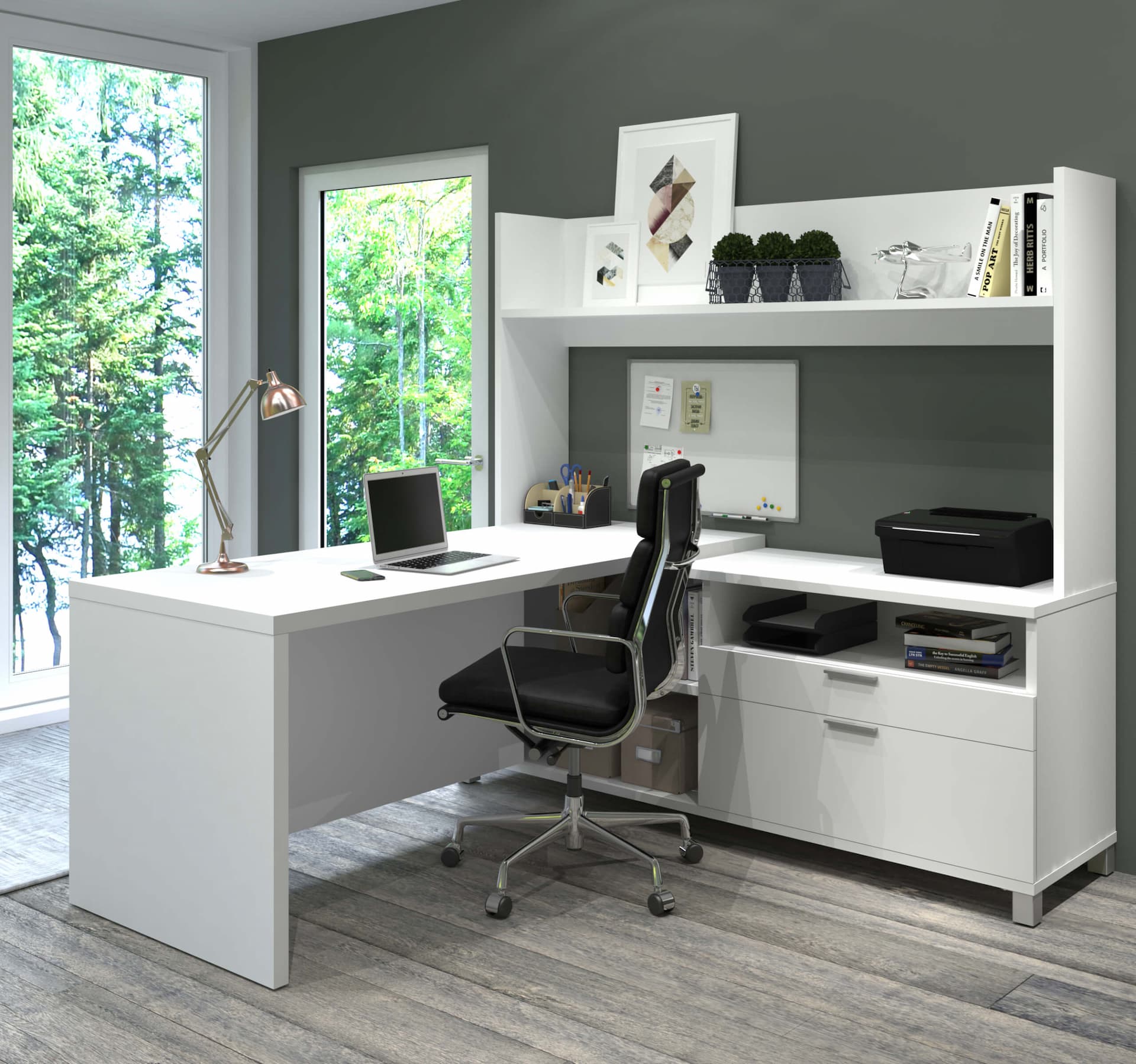 Bureau à domicile fonctionnel avec du mobilier de bureau abordable