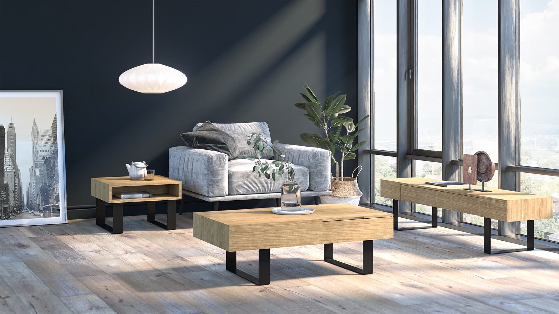 Mobilier de salon Bestar dans un espace contemporain