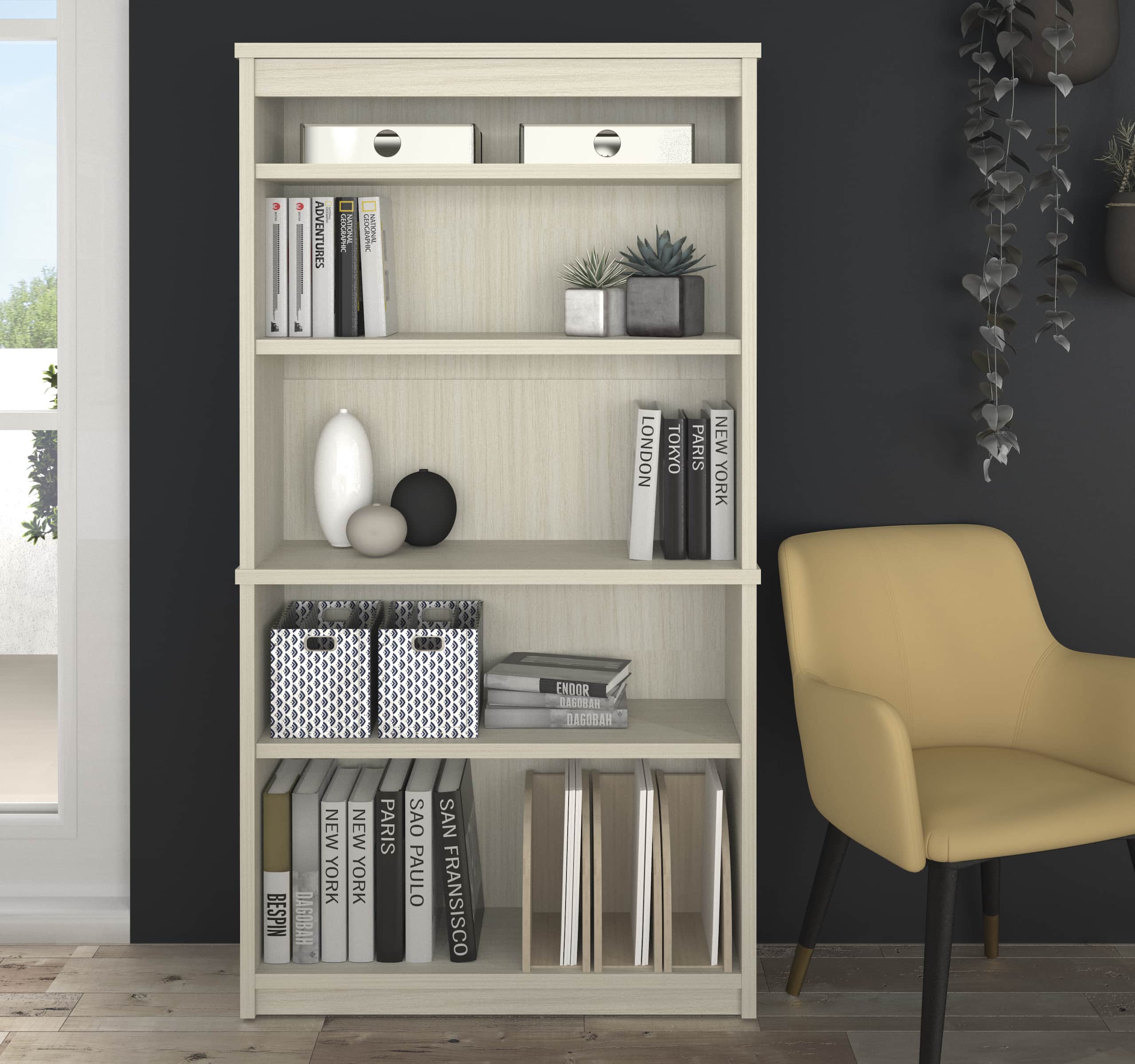 Elegant bookcase in a living room