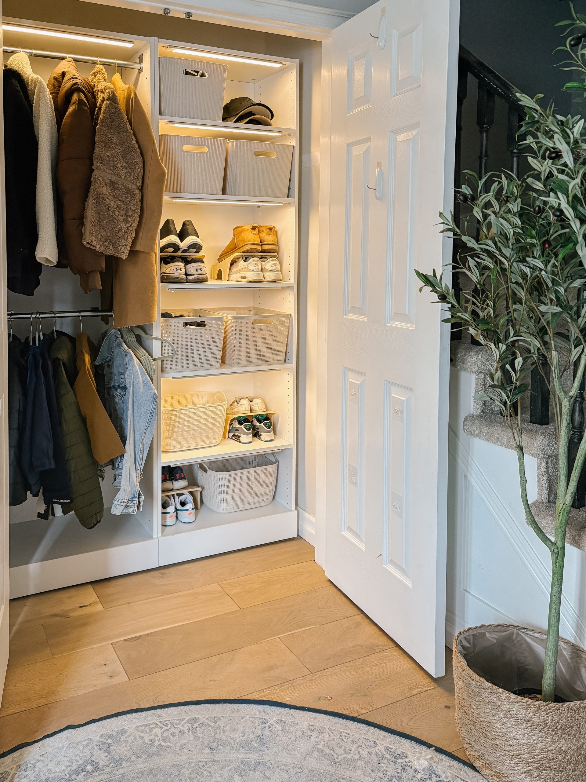 Florence Closet with LED Light with Coat Rack
