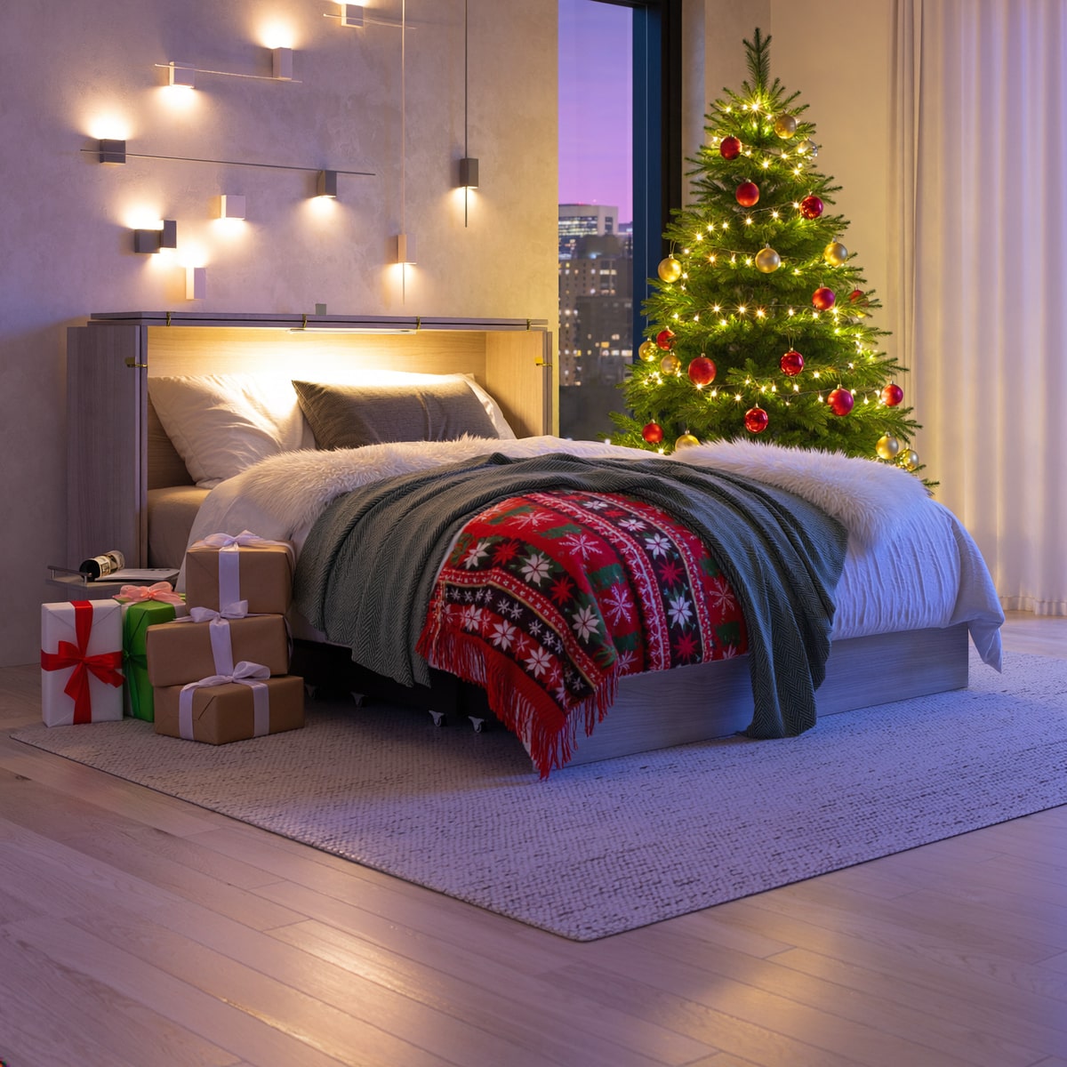 Borealis Collection cabinet bed with hanging lights