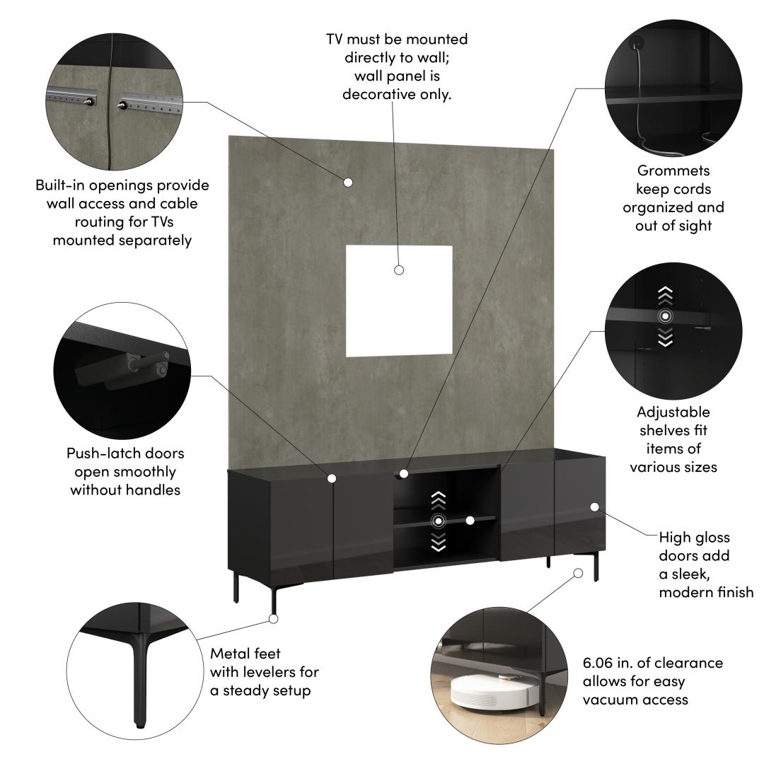 High Gloss Black/Urban Stone