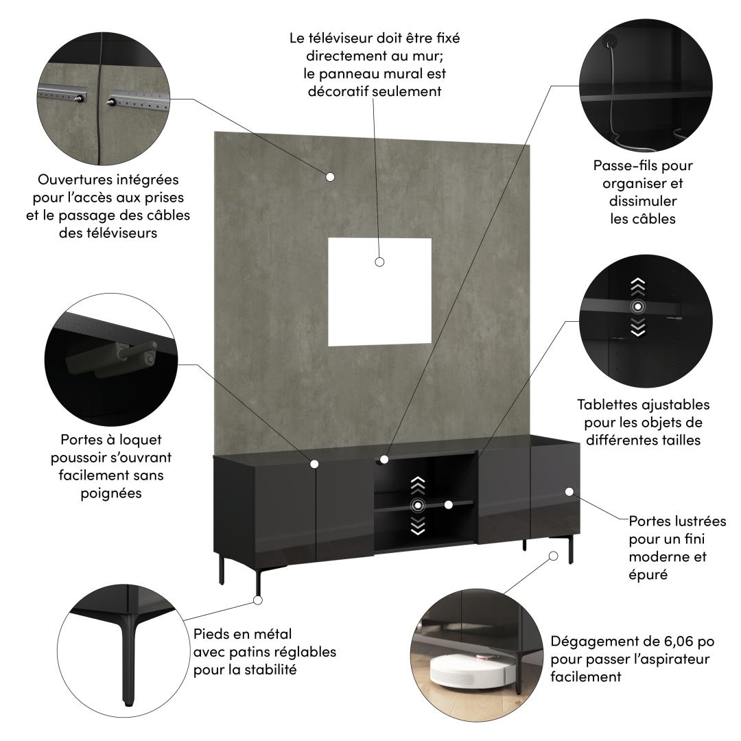 High Gloss Black/Urban Stone