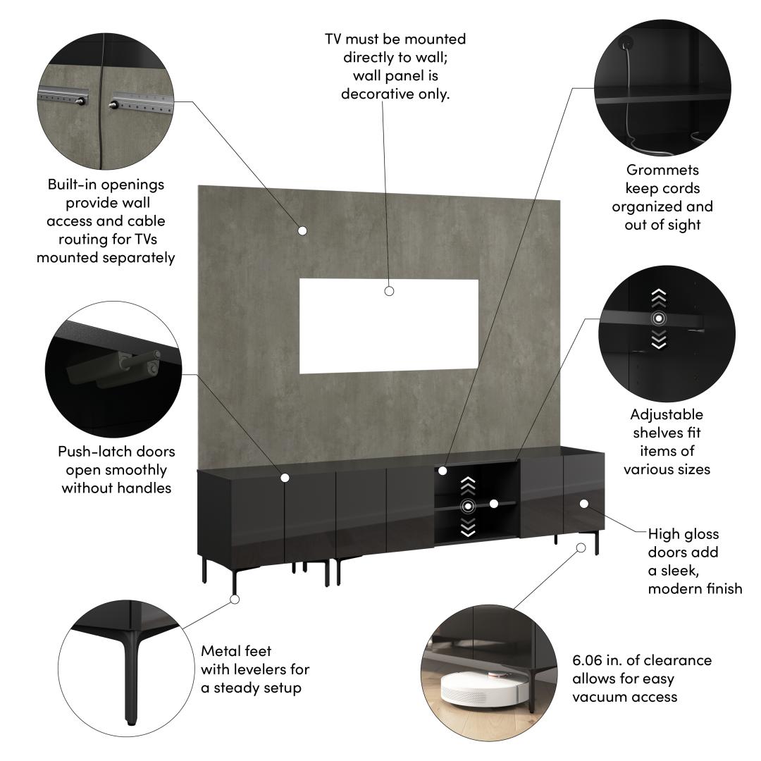 High Gloss Black/Urban Stone