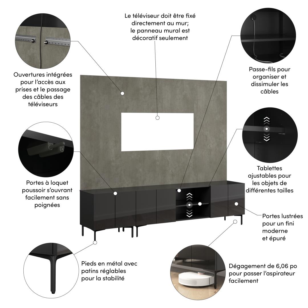 High Gloss Black/Urban Stone