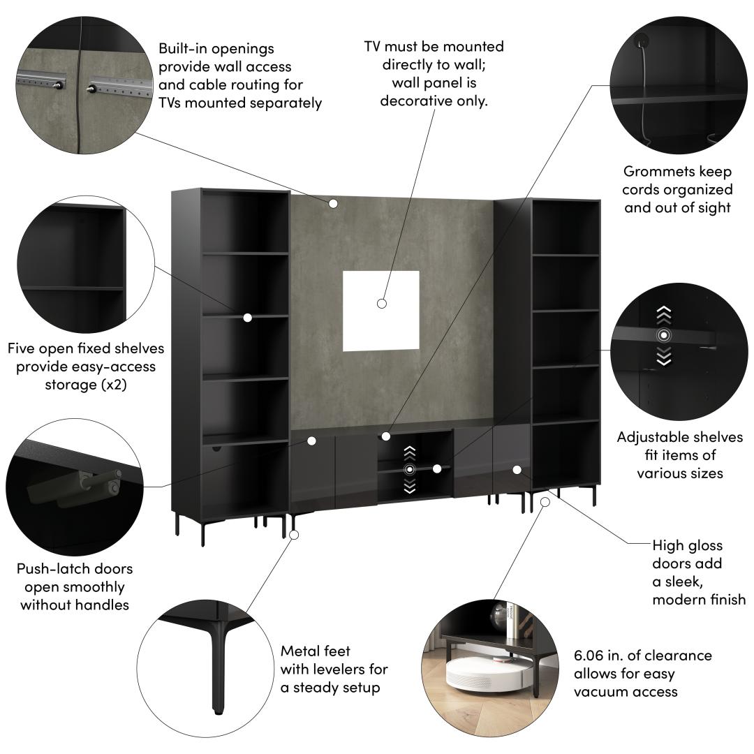 High Gloss Black/Urban Stone
