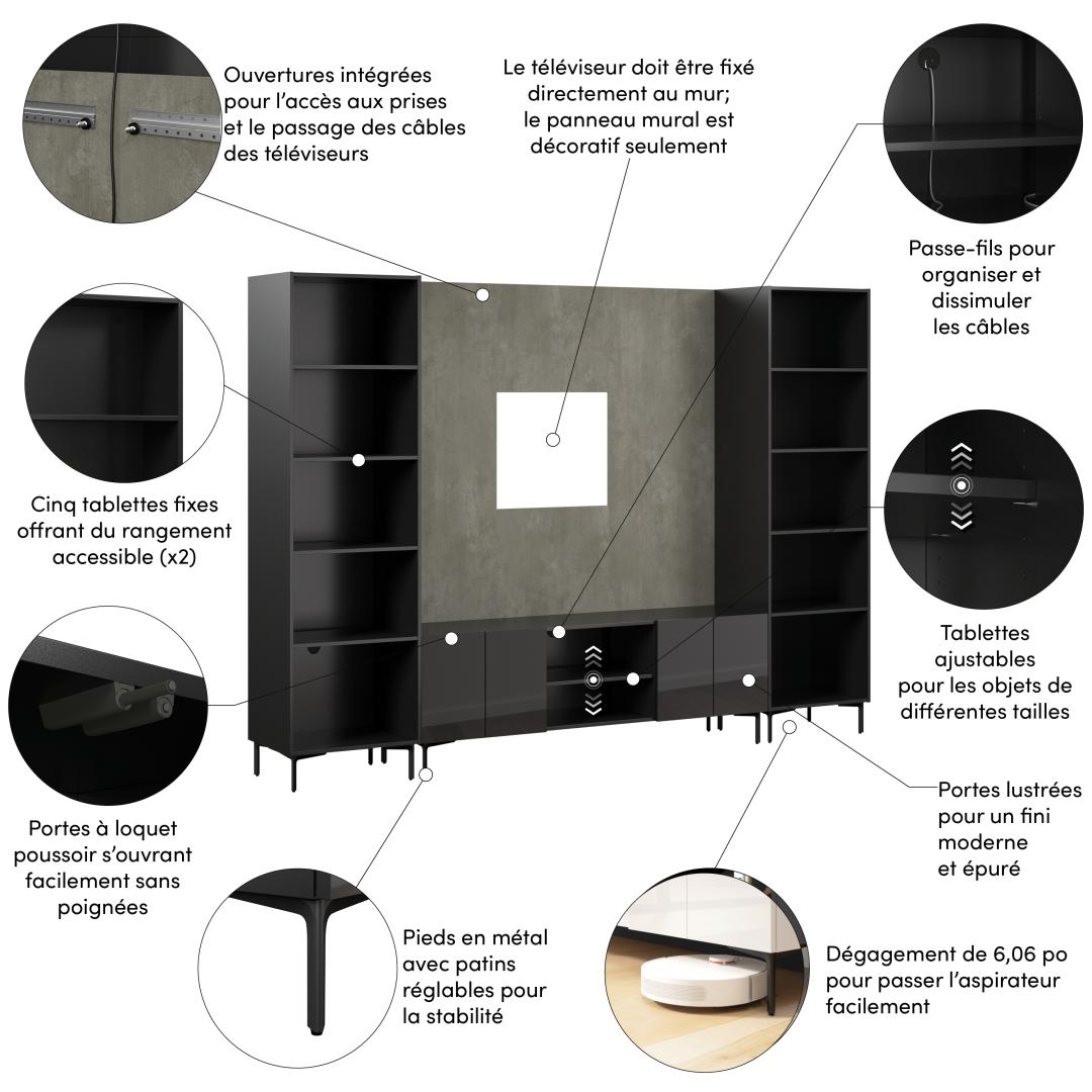 High Gloss Black/Urban Stone