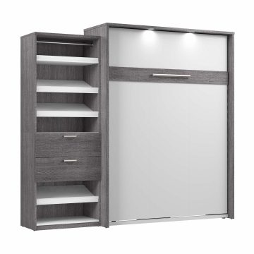 Lit queen escamotable (grand lit) et une unité de rangement avec tiroirs (95“)