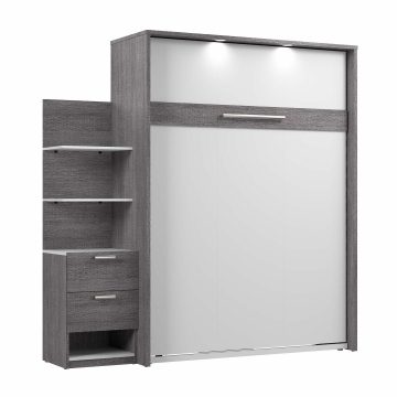 Lit queen escamotable (grand lit) et une unité de rangement avec tiroirs (85“)
