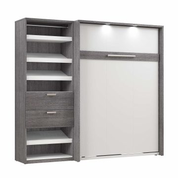 Lit escamotable deux places (double) et étagère avec tiroirs (89L)