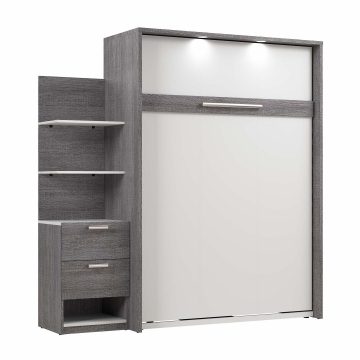 Lit escamotable deux places (double) avec étagères flottantes (79L)