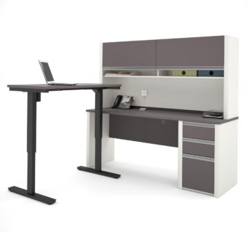 2-Piece set including a standing desk and a desk with hutch