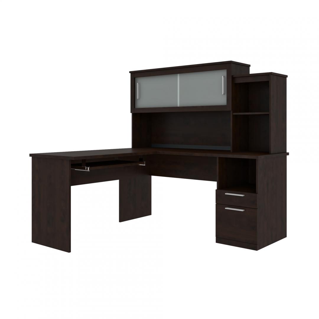 Dayton Executive L Shaped Desk With Pedestal And Hutch Bestar