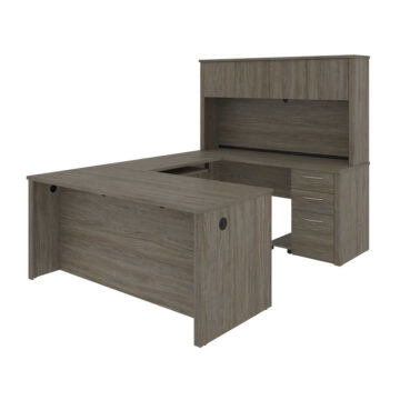 U-Shaped Executive Desk with Pedestal and Hutch