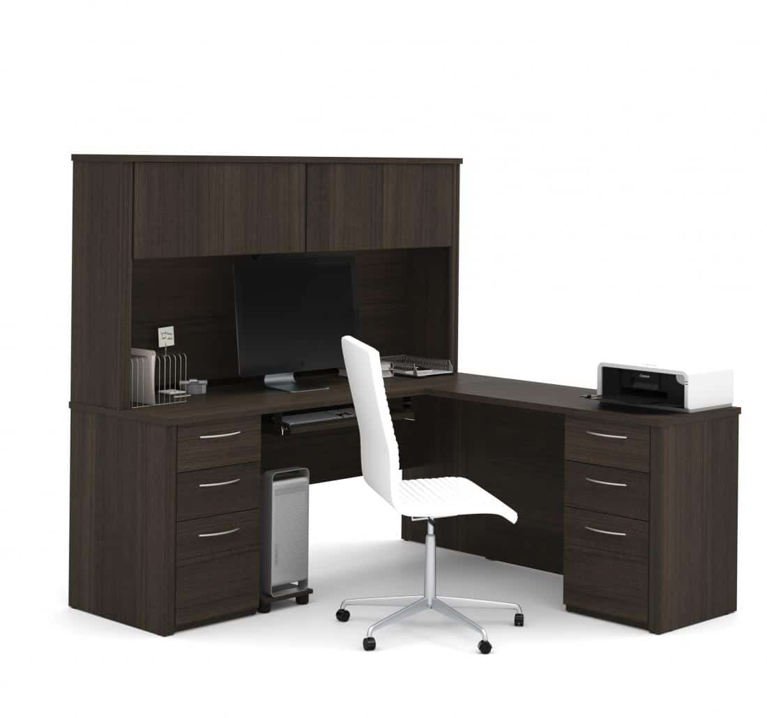 Embassy L Shaped Desk With Hutch And 2 Pedestals Bestar