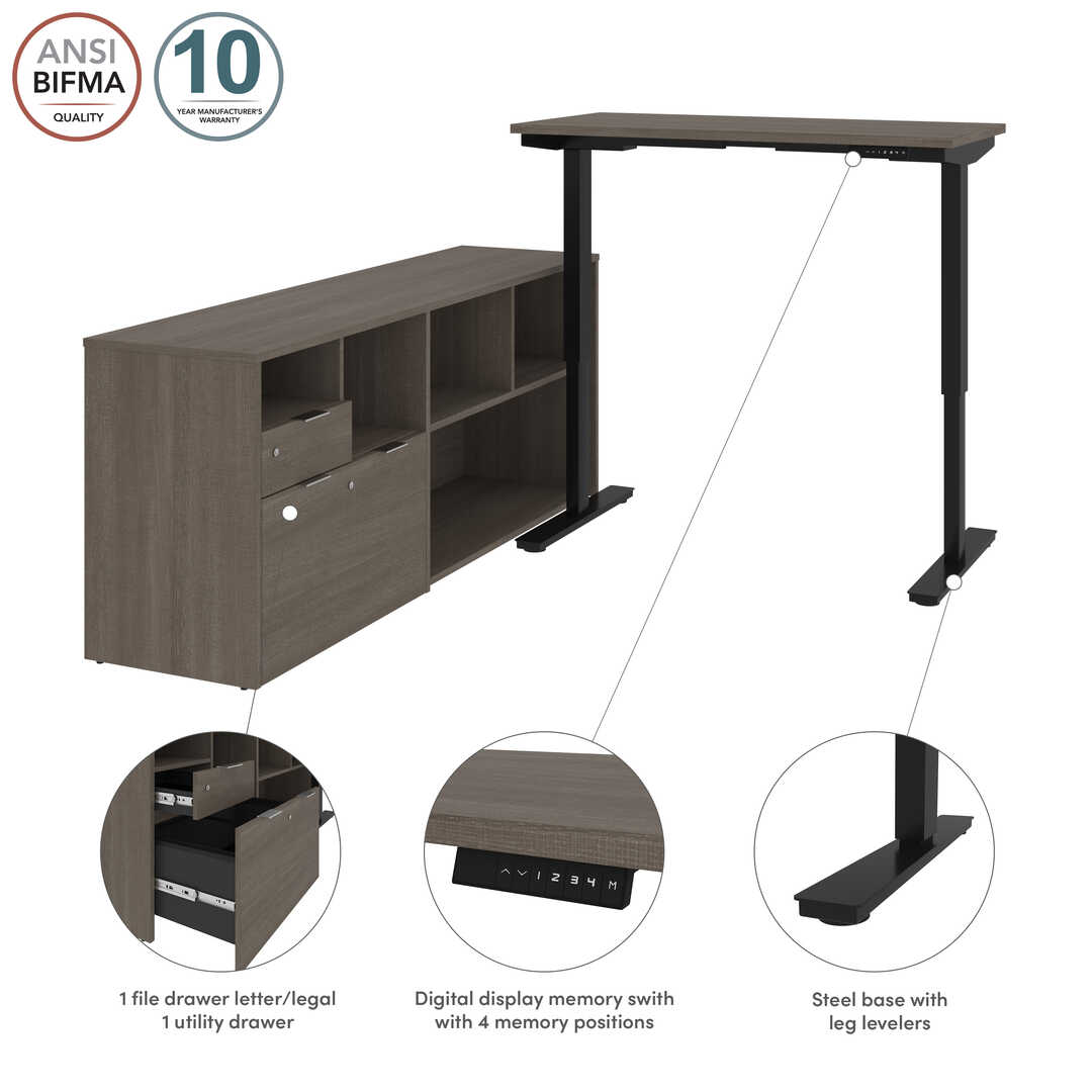 i3 Plus 72W L-Shaped Standing Desk | Bestar i3 Plus 72W L-Shaped Standing Desk | Bestar