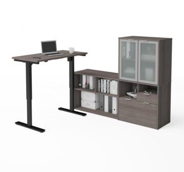 Ensemble de 2 articles incluant un bureau assis-debout et une crédence avec huche