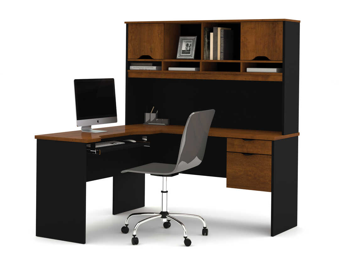 Innova L Shaped Desk With Dual Half Pedestal And Hutch Bestar