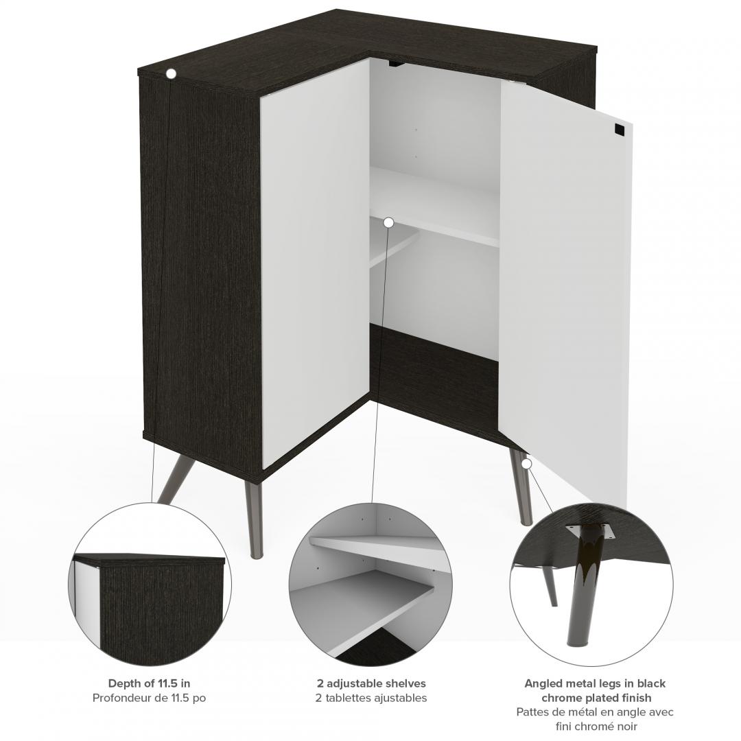 Krom Corner Storage with Metal Legs Bestar