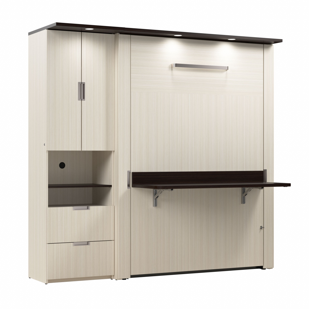 Lit escamotable double avec bureau et armoire (84L)