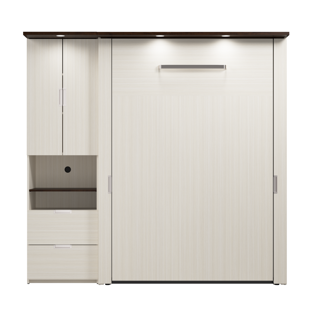 Lumina 84W Full Murphy Bed with Storage Cabinet Bestar
