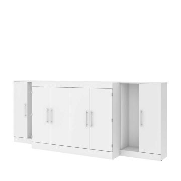 Ensemble de 3 meubles incluant un lit cabinet deux places (double) avec matelas et 2 unités de rangement 26 po