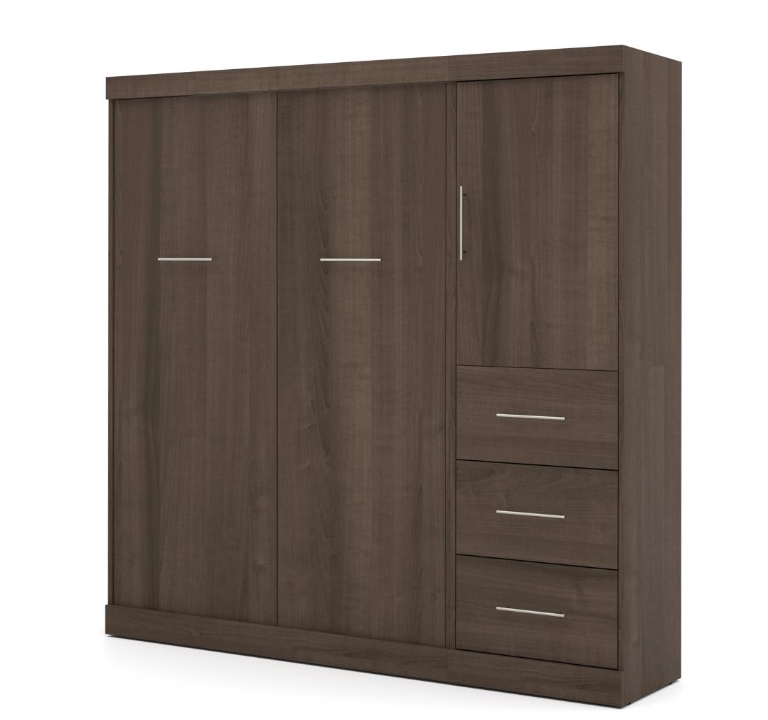 Lit escamotable double avec armoire-penderie (84L)