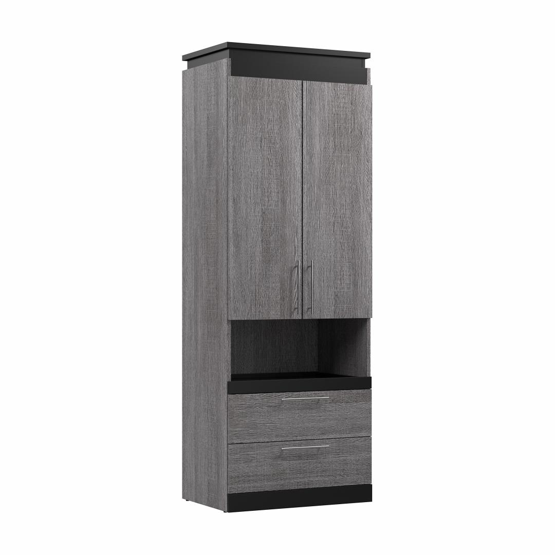 Grande armoire 30L avec portes, tiroirs et tablette coulissante