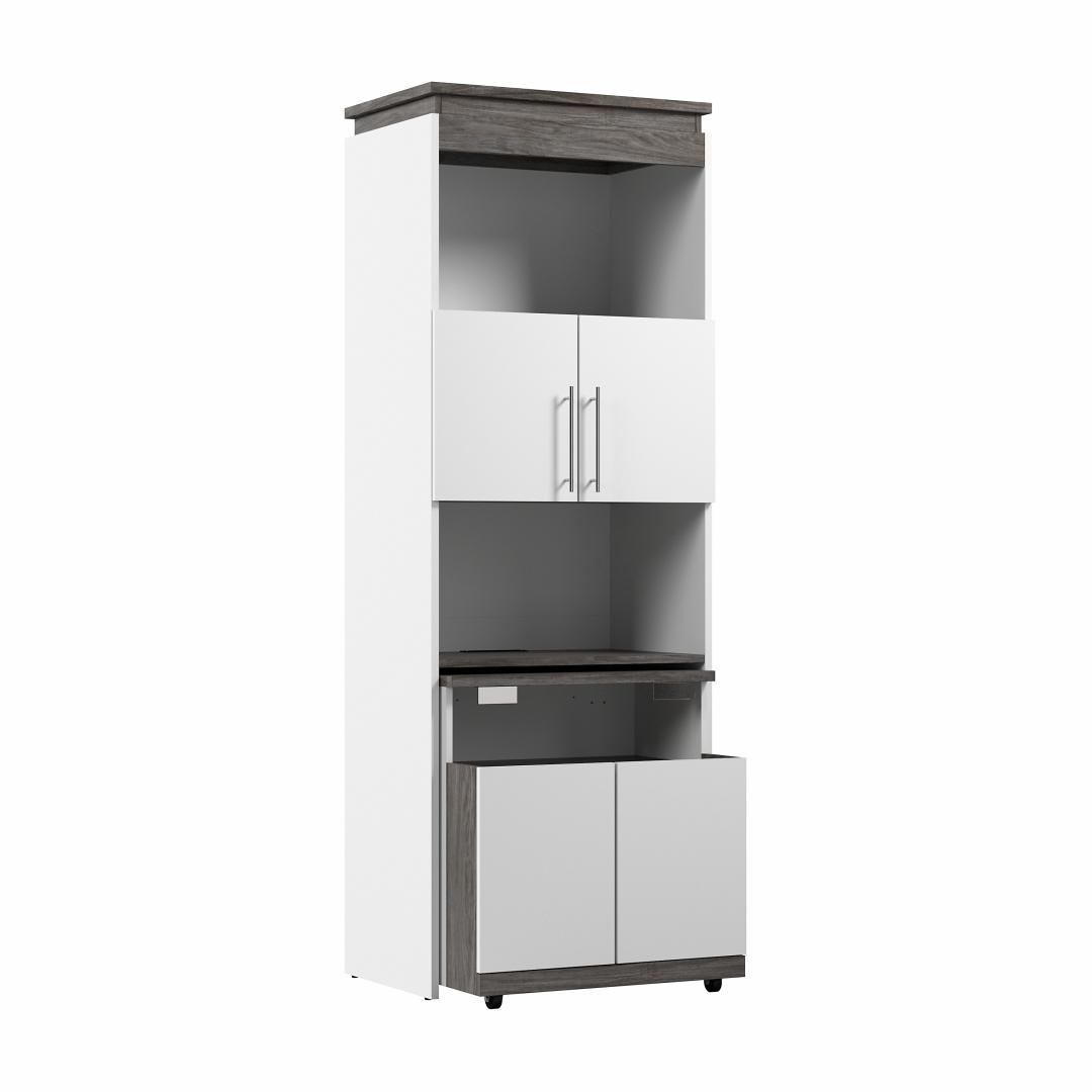 Grande armoire 30L avec portes et bureau rétractable