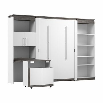 Lit escamotable deux places (double) avec étagères et bureau rabattable (119L)