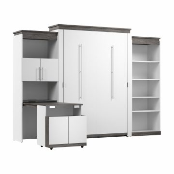 Grand lit escamotable (queen) avec étagères et bureau rabattable (125L)