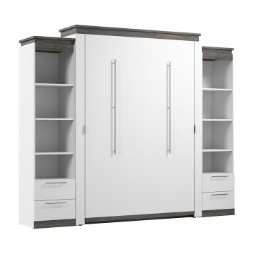 Grand lit escamotable (queen) et 2 étagères étroites avec tiroirs (105L)