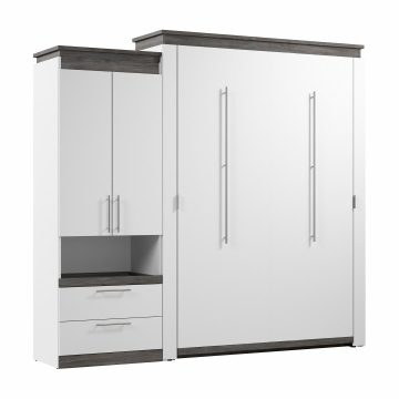 Grand lit escamotable (queen) et armoire avec tablette coulissante (95L)