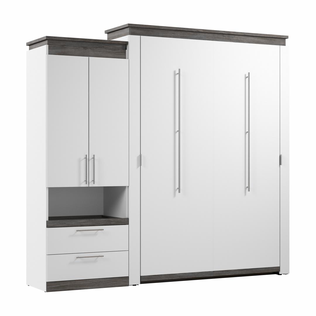 Grand lit escamotable avec armoire et tablette coulissante (97L)