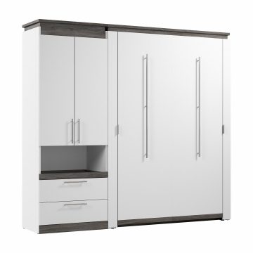 Lit escamotable deux places (double) et armoire avec tablette coulissante (89L)